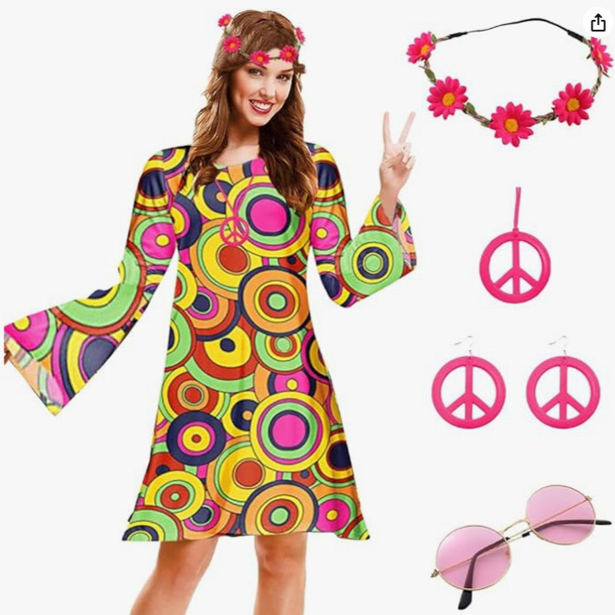 2026 Amazon Cross-Border New Product European and American Women's Clothing Holiday Style Retro Hippie Clothing with Headscarf Women's Dress
