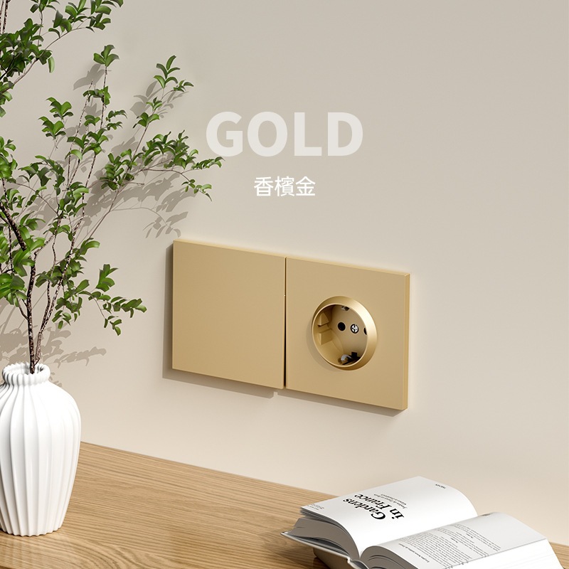 Interruptor y Tomacorriente de Pared Ultrafino Estándar Europeo de Bronce de Estaño y Fósforo Mecánico para Pared image 2