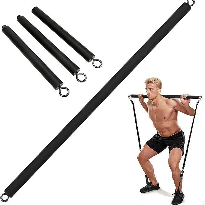 Pilates Bar, Yoga Two-Section and Three-Section Multifunctional Fitness Resistance Equipment, Resistance Squat, Back Pull Resistance Training