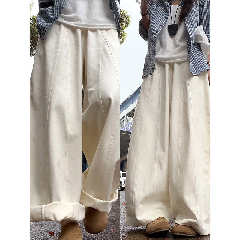 Japanese-Style White High-Waisted Balloon Wide-Leg Pants for Women, Summer New Style, Petite Plus-Size Loose Slimming Workwear Scimitar Pants Japanese-Style White High-Waisted Balloon Wide-Leg Pants for Women, Summer New Style, Petite Plus-Size Loose Slimming Workwear Scimitar Pants