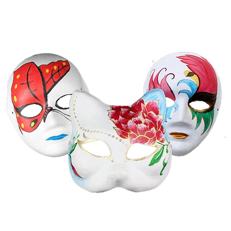 Amazon máscara de embrión blanco de venta en caliente máscara de pulpa DIY día de los niños dibujo padre-hijo props hechos a mano