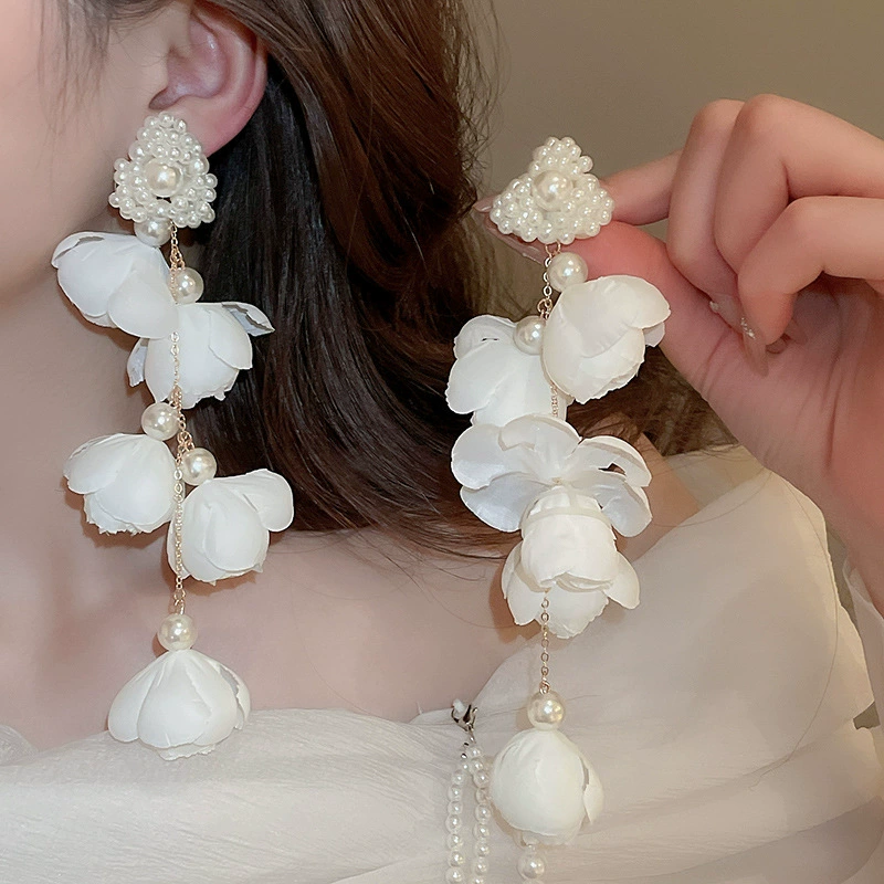 Серьги Baoyu bow & flower коллекция, французский лёгко-люкс стиль с жемчужной отделкой