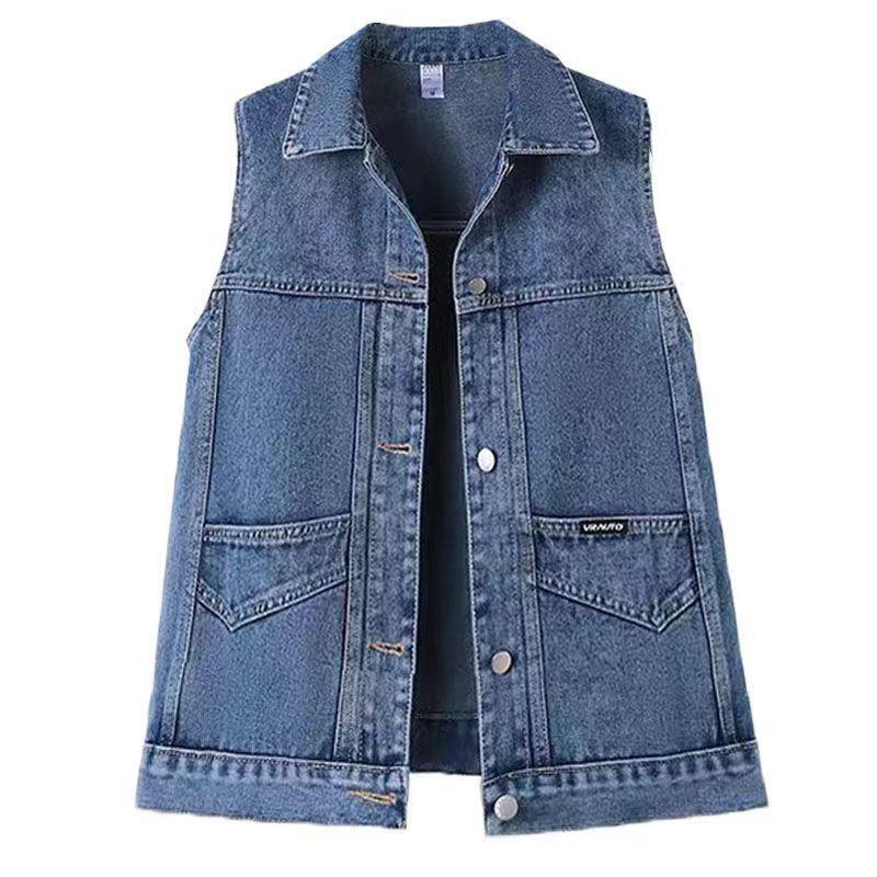Plus-Size Casual Denim Vest for Women 2025 New Style Loose Versatile Pocket Vest Outerwear Trendy Plus-Size Casual Denim Vest for Women 2025 New Style Loose Versatile Pocket Vest Outerwear Trendy