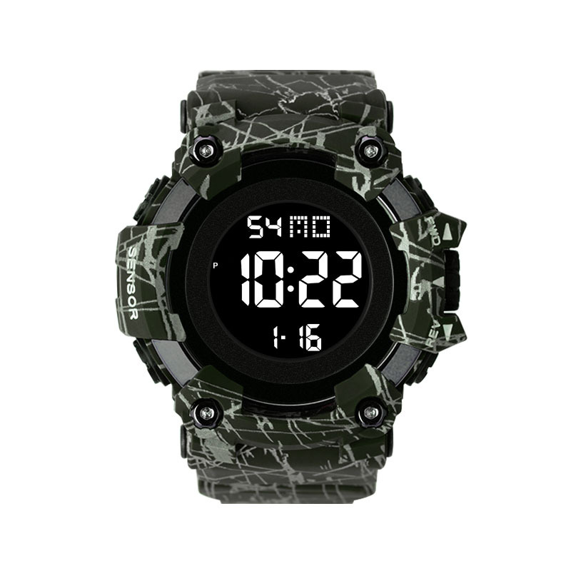 Amazon moda gran dial reloj electrónico estudiante masculino moda impermeable alarma luminosa deportes estilo reloj electrónico