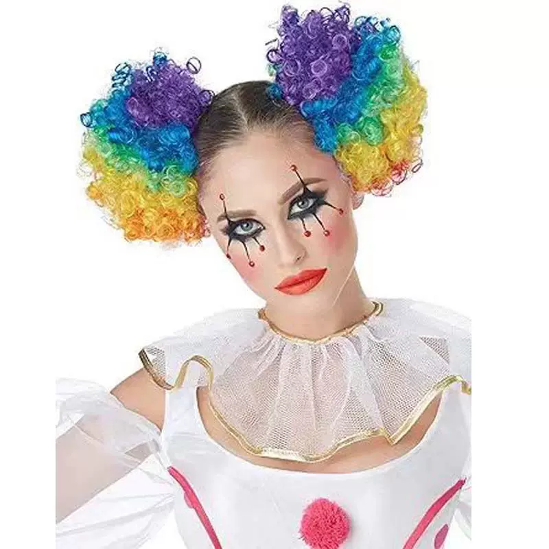 跨境非洲假发高丸子头彩色混色蓬松自然卷发爆炸发幼儿园小朋友