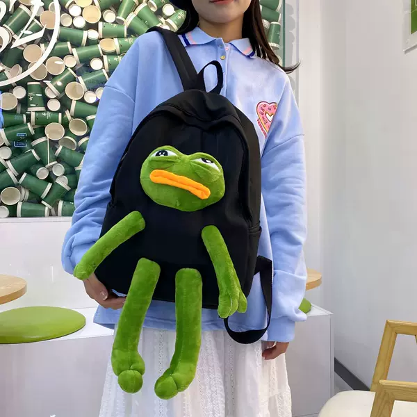 Schoolbag Cute Funny Student Female Personality Frog Doll Backpack Korean Large Capacity Junior Senior high school Student Backpack