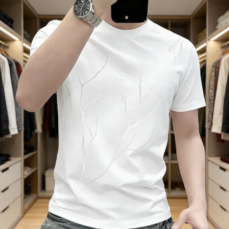 Cross-Border Ice Silk Short-Sleeved T-Shirt for Men, Summer Thin, Quick-Drying, Breathable, Cool-Feeling, Round-Neck Casual T-Shirt, Men's Short-Sleeved T-Shirt