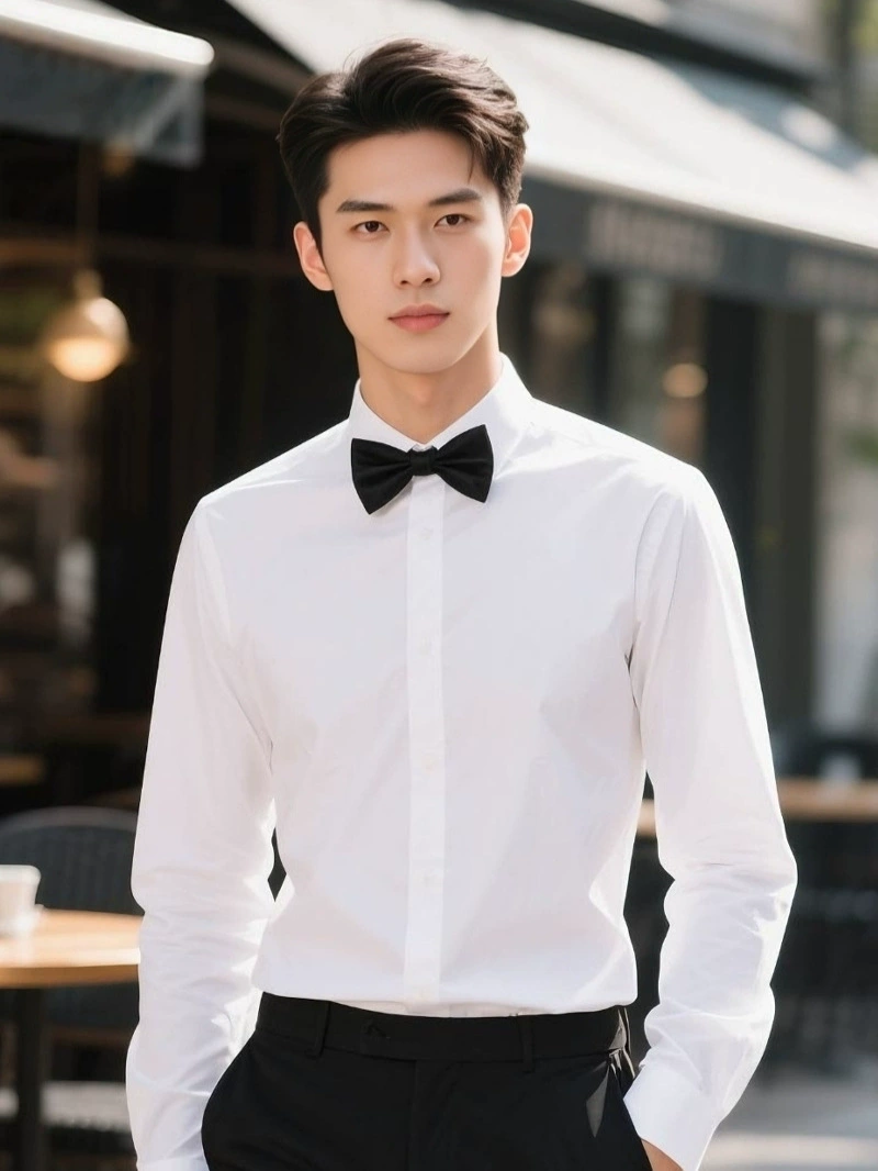 Белая рубашка, подтяжки, брюки, Slim fit