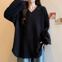大码女装胖mm遮肚子t恤女秋冬季新款洋气宽松德绒V领螺纹打底衫女