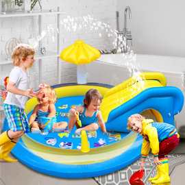 现货 充气喷水池滑梯喷水池户外草地洒水池戏水玩具充气游泳池