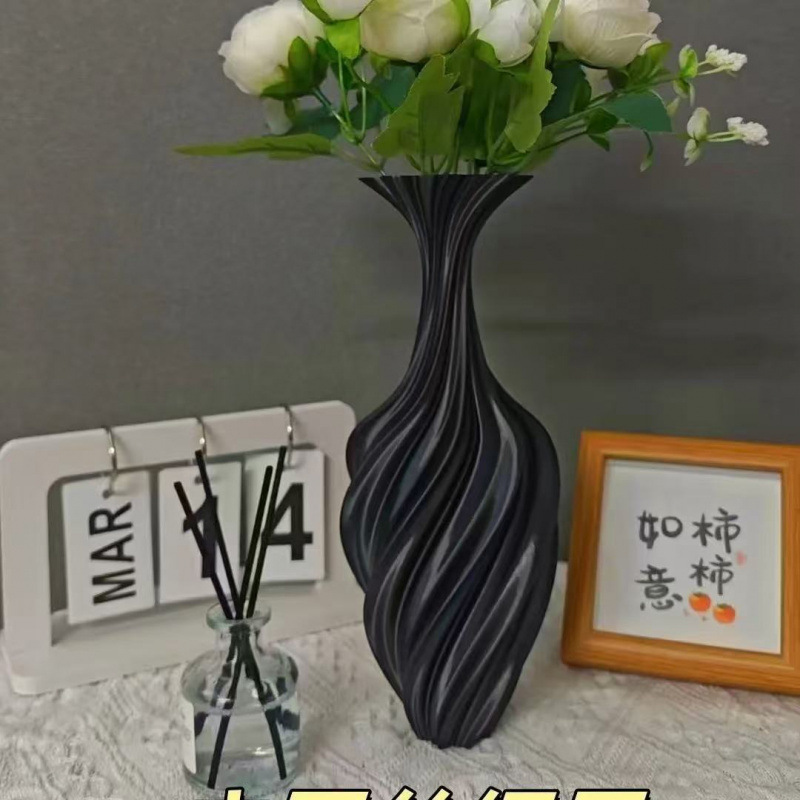 新款艺术抽象花瓶扭曲复古插花装饰摆件北欧简约ins风3D打印轻奢|undefined