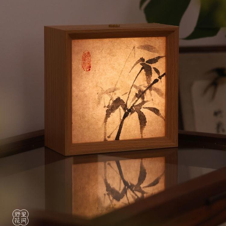 New Chinese Style Antique Cultural and Creative Calligraphy Night Light Photo Frame Study Tea Room Chinese Style Atmosphere Light Night Light Decorative Ornaments New Chinese Style Antique Cultural and Creative Calligraphy Night Light Photo Frame Study Tea Room Chinese Style Atmosphere Light Night Light Decorative Ornaments