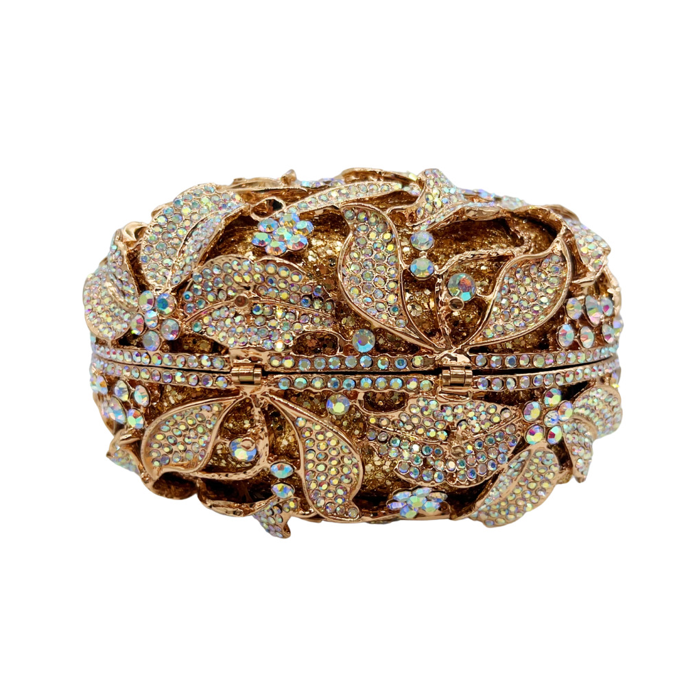 Túi clutch nữ đính kim cương hộp cứng dự tiệc — Vàng AB, Kim cương trắng trên vàng, kim cương vàng trên nền vàng, màu vàng
