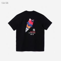 新しいバックアイスクリーム装飾ラベルカップル Tシャツファッション新しい女性のルーズバージョンショートカジュアル