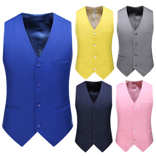 Foreign Trade New Casual Fashion Men's Vest Korean Style British Trendy Suit Vest Men's Slim-fit Large Size Vest Waistcoat