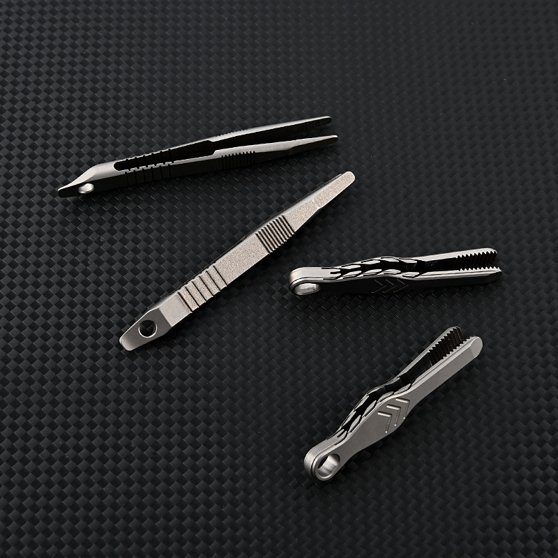 TC4 Titan-Stahl-Pinzette Multifunktional mit Schnappverschluss Korkenzieher CNC-gefräste Clips EDC Outdoor-Werkzeug – Detail 31