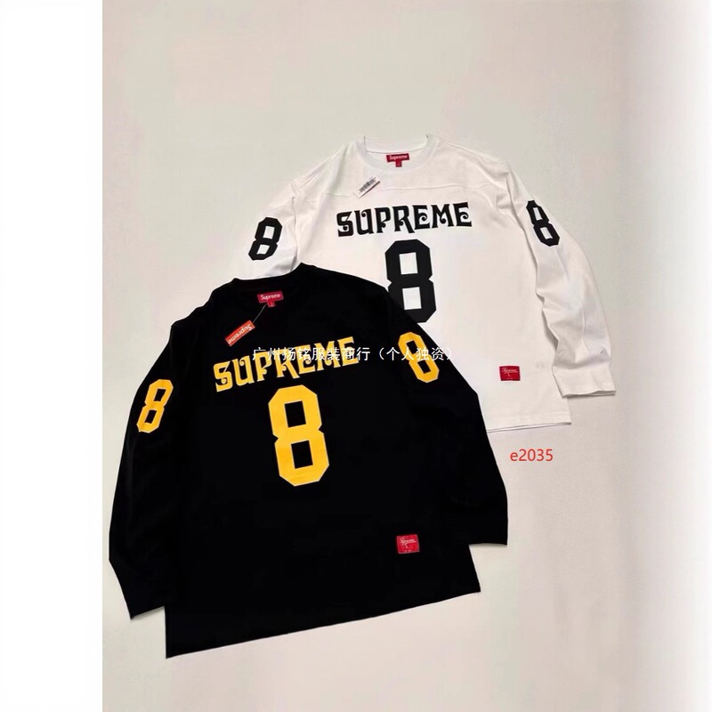 Digital Supreme Crew Neck Long-Sleeve American-Style Trendy Classic Football Jersey Printed Ribbed High Street T-Shirt for Men and Women Digital Supreme Crew Neck Long-Sleeve American-Style Trendy Classic Football Jersey Printed Ribbed High Street T-Shirt for Men and Women