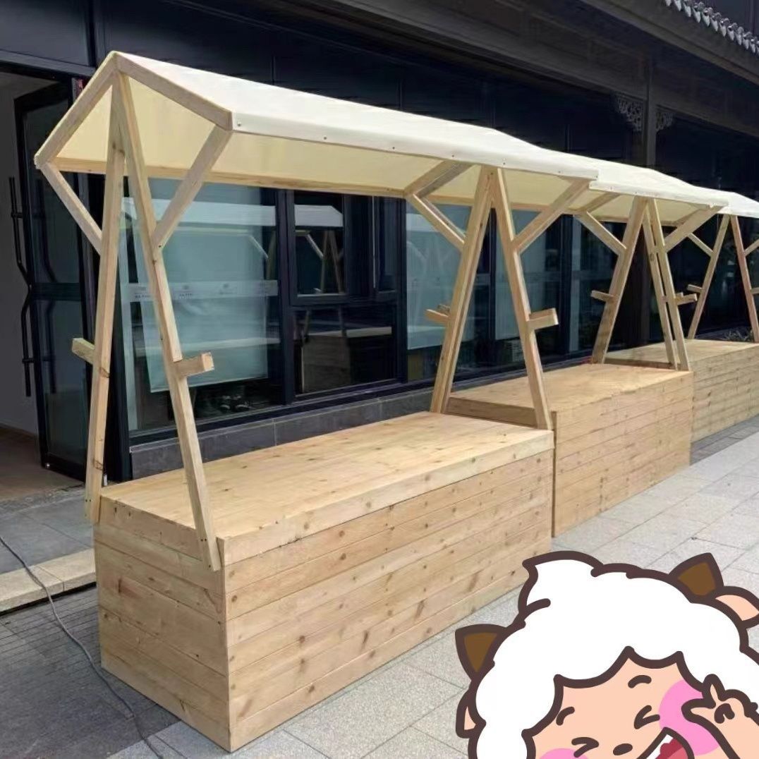 户外摊位架移动箱体夜市摆摊活动棚小吃售货车促销台集市木质花车