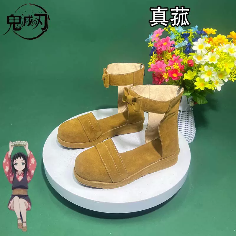 鬼灭之刃 真菰cosplay鞋少女萝莉动漫漫展游戏演出鞋平底中空单鞋