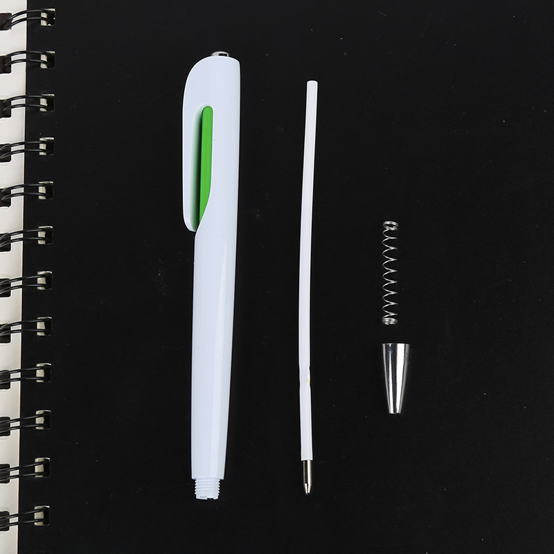 白いペンの棒はボールペンのカラーの中節のメッキの銀色の部品の広告のペンを押してプラスチックのペンを押して卸売りします。|undefined