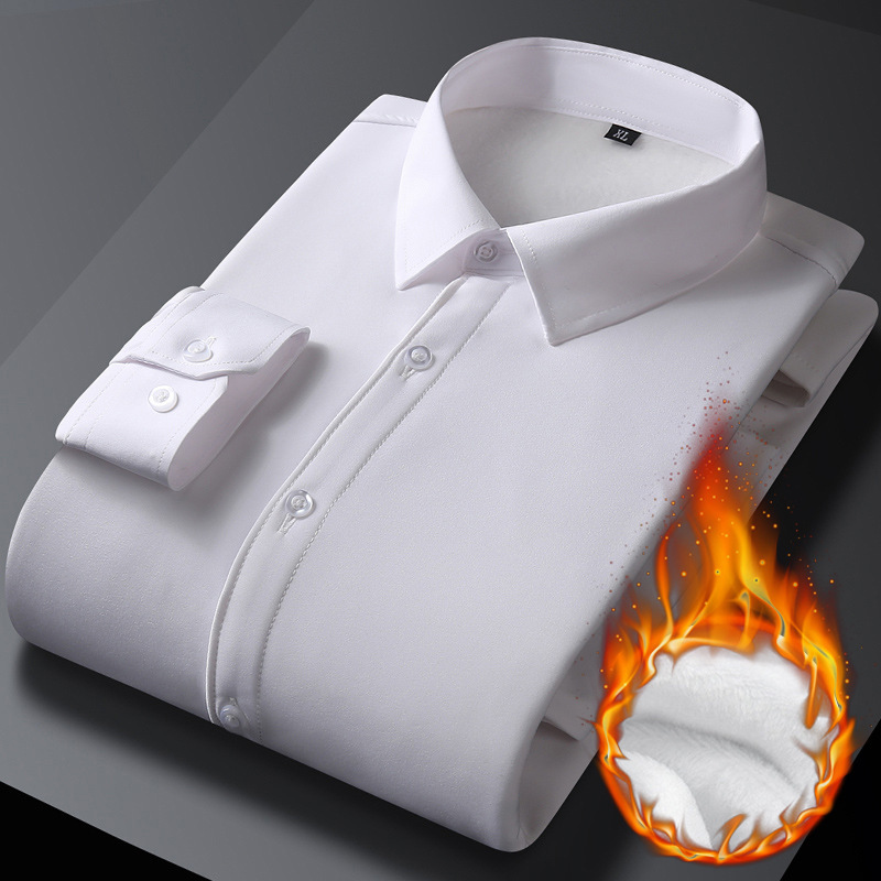 Winter new men's fleece-lined thick long sleeve professional warm shirt men's business casual shirt manufacturers wholesale