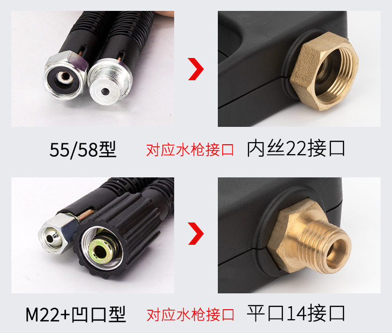 Suitable for High-Pressure Water Gun Head Car Wash Machine Gun Head 380 Black Cat Cleaning Machine Special Nozzle Spray Gun Brush Car Wash