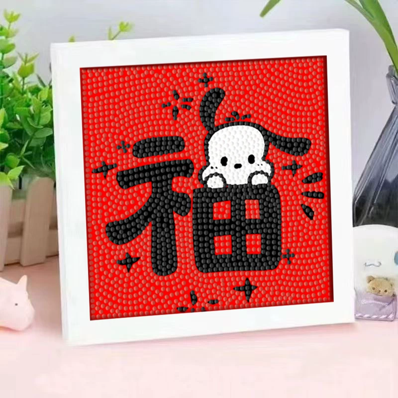 Кристальная вышивка DIY (Kuromi & KT Cat) 17×17 см фоторамка, набор наклеек в стиле мультфильма с полным заполнением