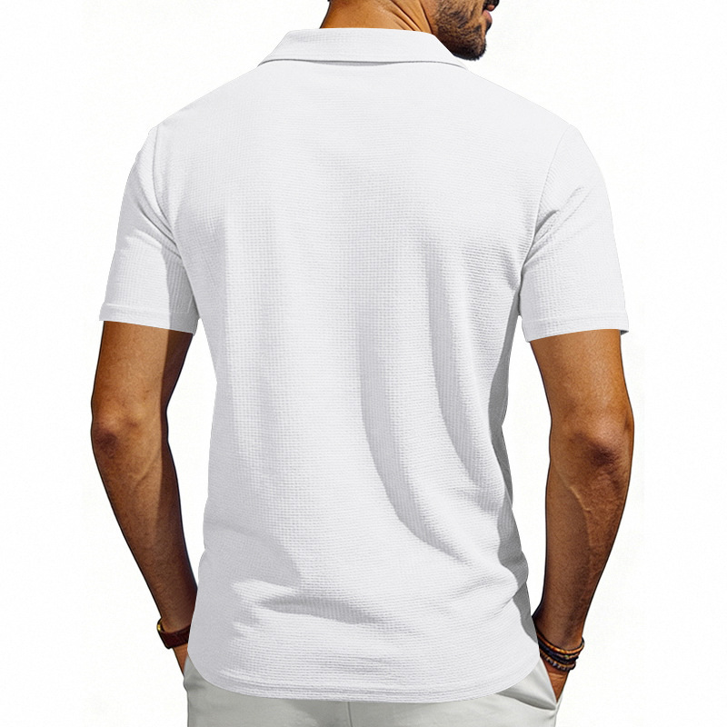 Herren Polohemd Waffelstrick Kurzarm Freizeit Sommer Shirt_voghion.com