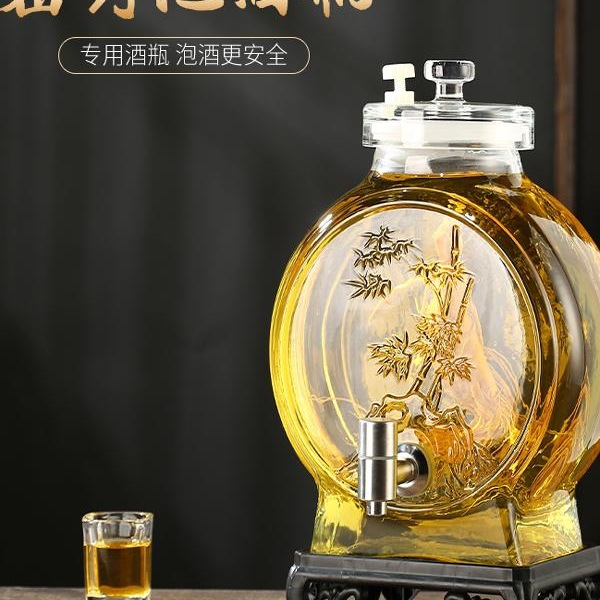 泡酒玻璃瓶密封带龙头家用酒坛子人参泡酒瓶1020斤药酒泡酒罐