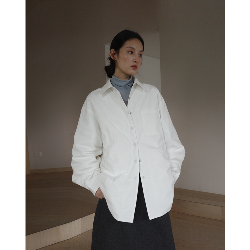 EVERTRUE 2025羽绒衬衫女秋冬新款长袖加厚宽松开衫衬衣上衣93598