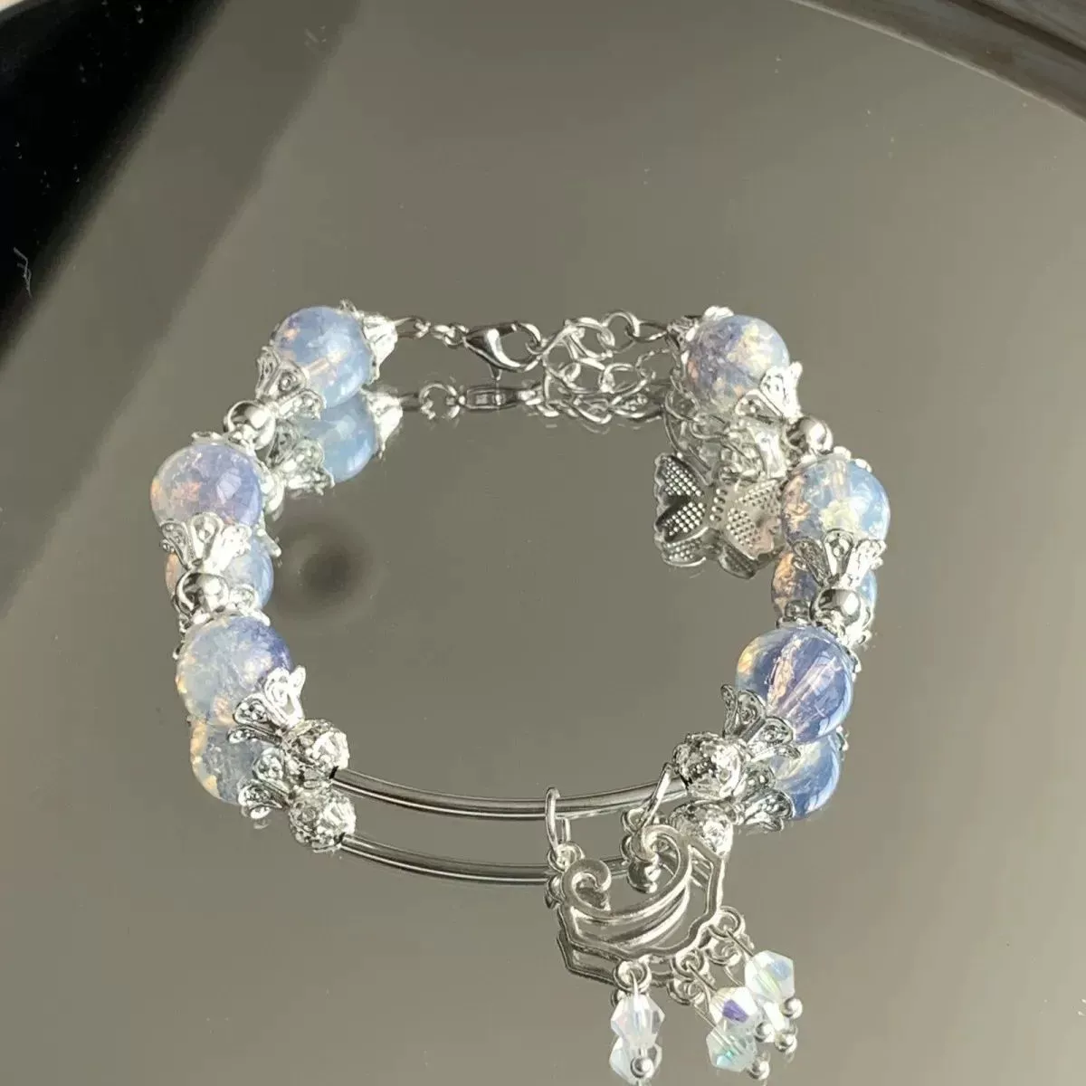 Blue cute bracelet handmade, genuine pendant, accessory