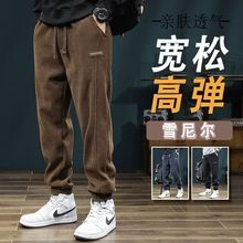 灯芯绒休闲卫裤男生运动宽松显瘦加绒加厚百搭简约冬季新款束脚裤