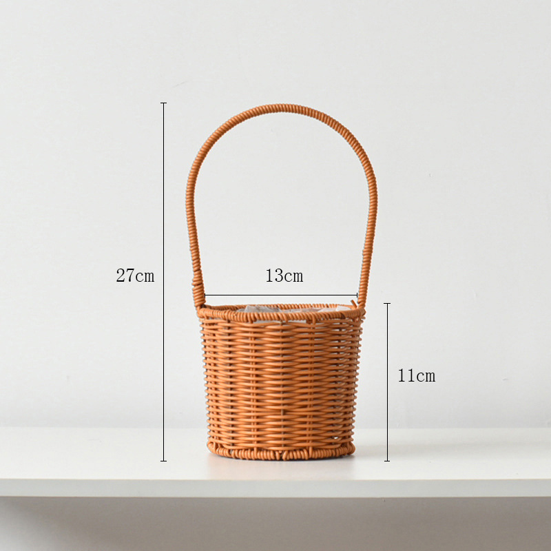 Cesta de flores de ratán tejida a mano, cesta de flores frescas portátil, cesta de paja, cesta de bambú, decoración para bebés, cesta de flores para el hogar.