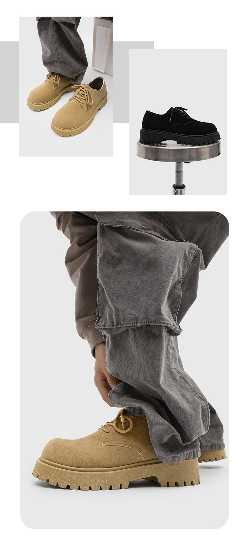 ShoeVault Large Size Derby Shoes For Men, Spring And Autumn New Casual Thick-Soled Height-Increasing Suede Leather Shoes, Men's_voghion.com