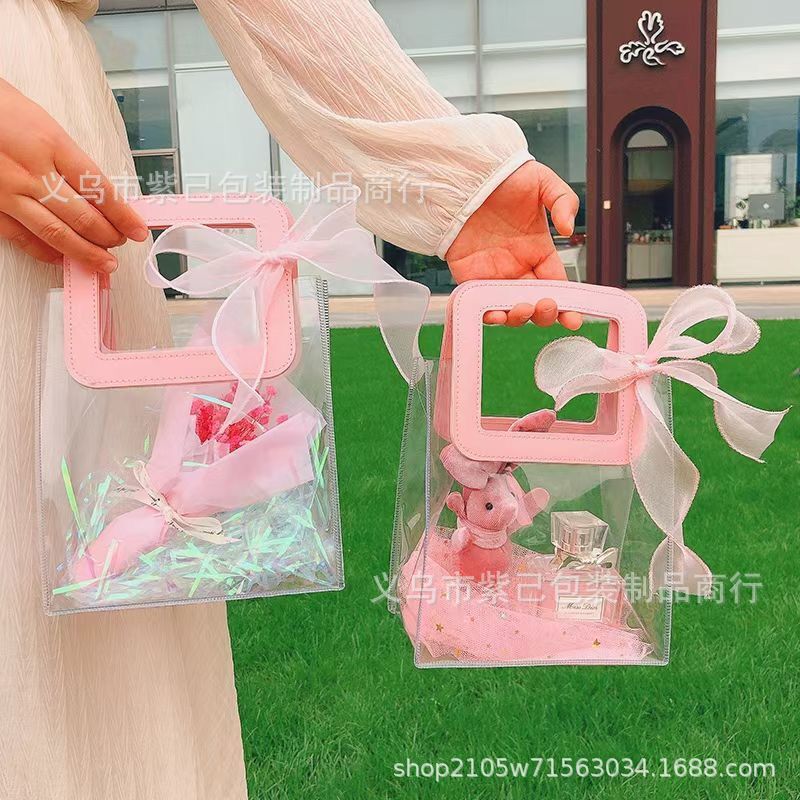 工厂透明礼品袋礼物袋伴手礼袋PVC婚礼喜糖包装袋塑料手提袋批发