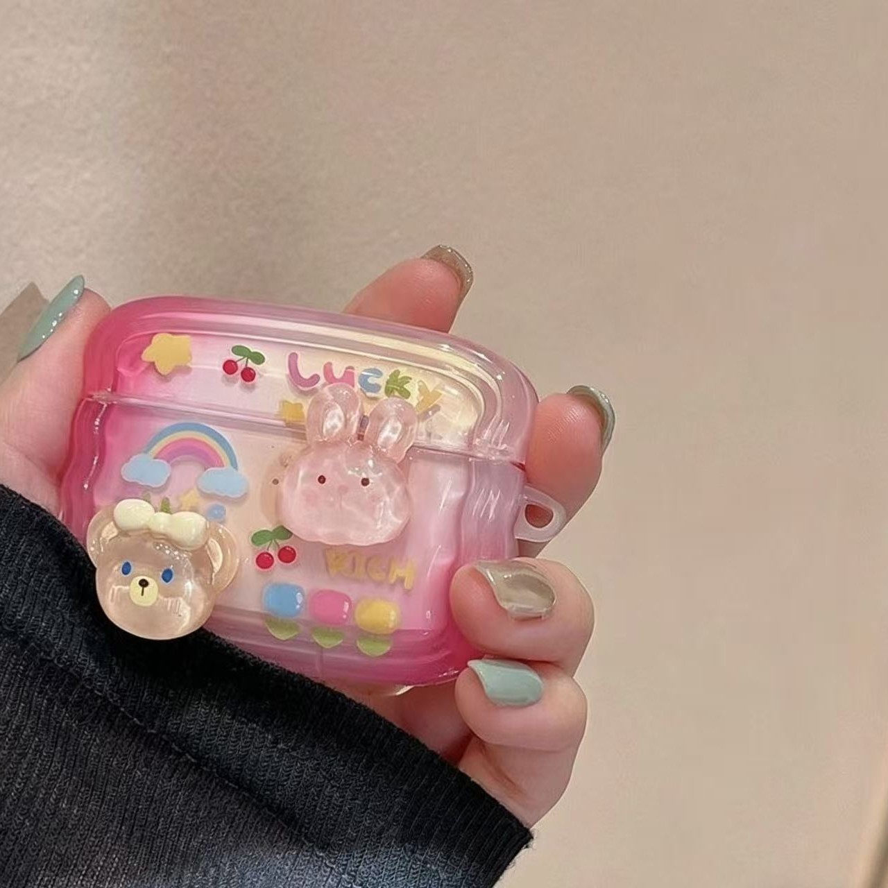 Casa de conejo con polvo para Apple AirPods 1 / 2 generación cubierta de auriculares pro2 silicona 3 suave 4 generación cubierta protectora