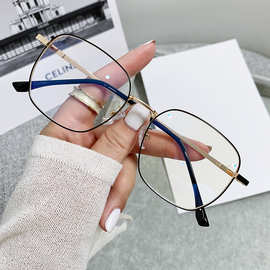 新款方框防蓝光眼镜架无磁钛平光镜变色防紫外线护目配近视 18322