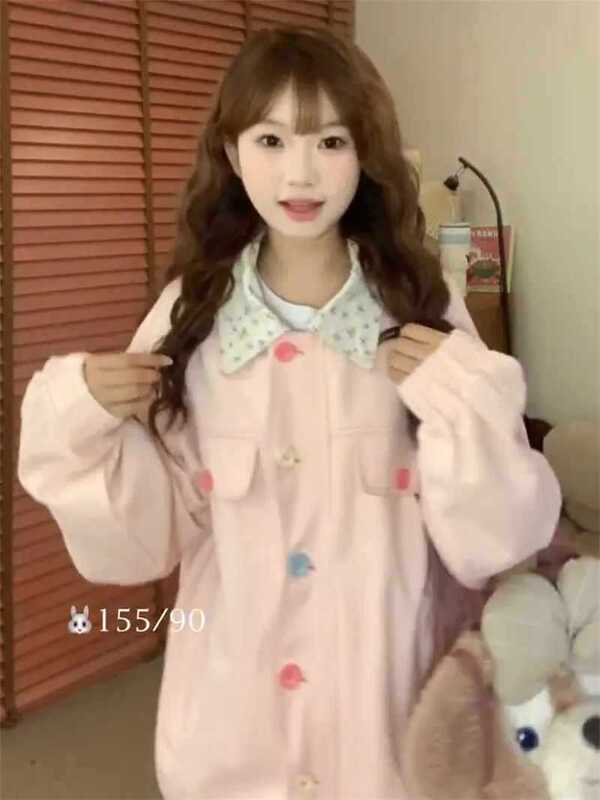 Irregular Design Color Collar Pink Coat Women Loose Niche Couple Casual Jacket Irregular Design Color Collar Pink Coat Women Loose Niche Couple Casual Jacket
