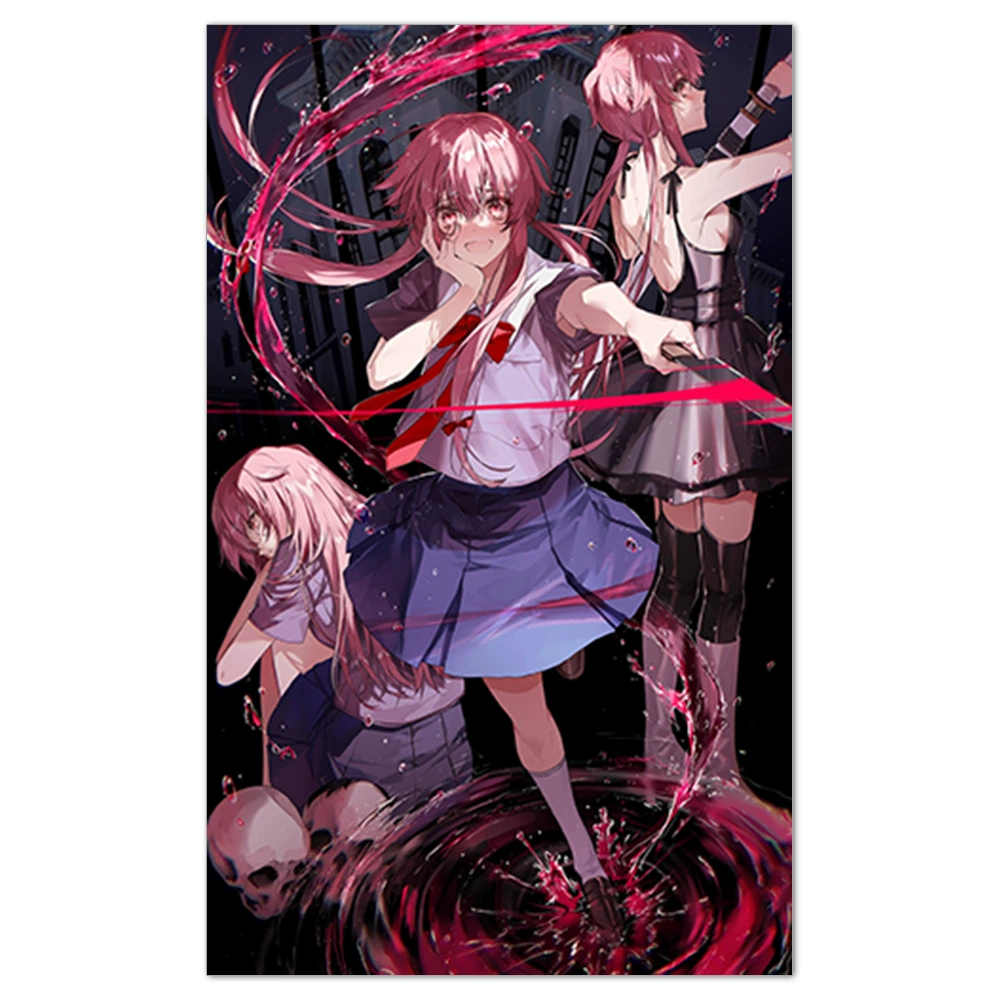 Плакат-наклейка Mirai Nikki (Future Diary) — аниме-мурал, разные размеры (10×15–50×70 см)