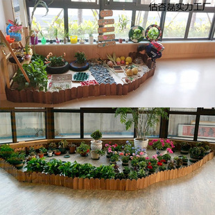 Indoor Garden Anti-Corrosion Wood Fence Outdoor Balcony Guardrail Small Fence Courtyard Christmas Kindergarten Decorative Fence