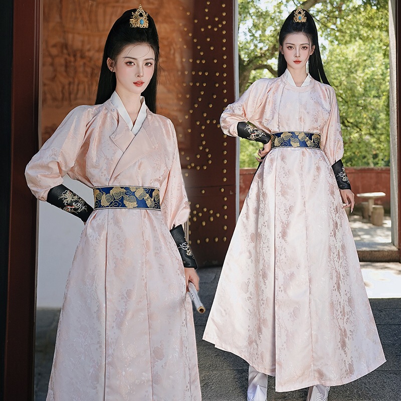 Original Han Dynasty Brocade Two-Wear Jacquard Round Neck Robe Martial Arts Style Unisex Couple Wear Cp Large Size Han Dynasty 5805