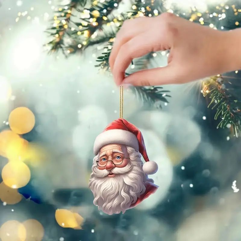 Colgante de decoración de Navidad transfronteriza colgante de impresión plana acrílico para los ancianos y ciervos colgante de diseño de atmósfera de vacaciones