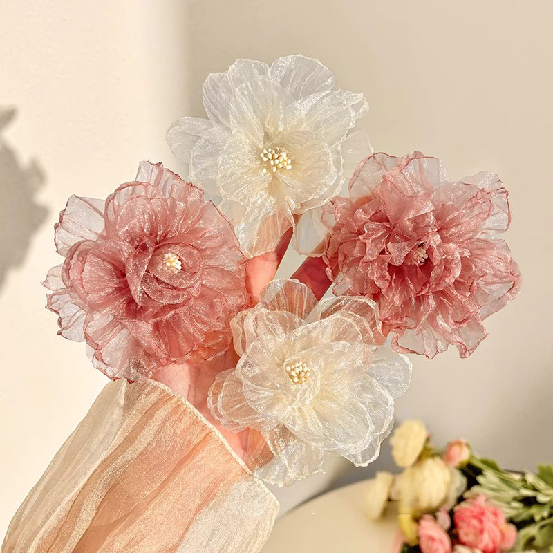 Super imortal tela Begonia flor pato clip de vacaciones de estilo de mar mujer clip de cabello lateral clip de cabello frisa clip clip de cabello