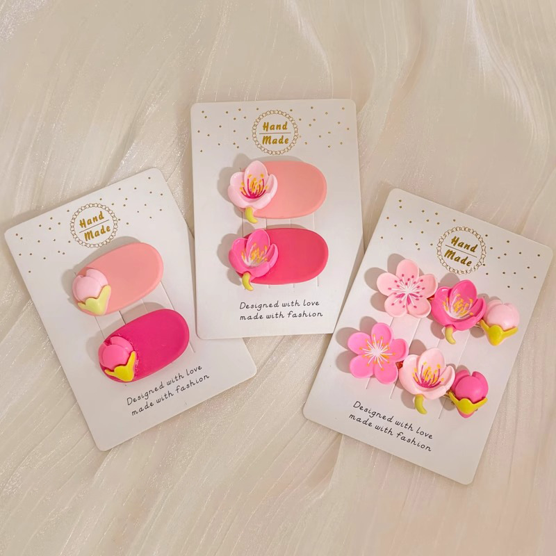 Horquilla de flor rosa para niños, flequillo de cabello roto en el costado de la frente de las niñas, tocado de clip de pico de pato lindo para niña