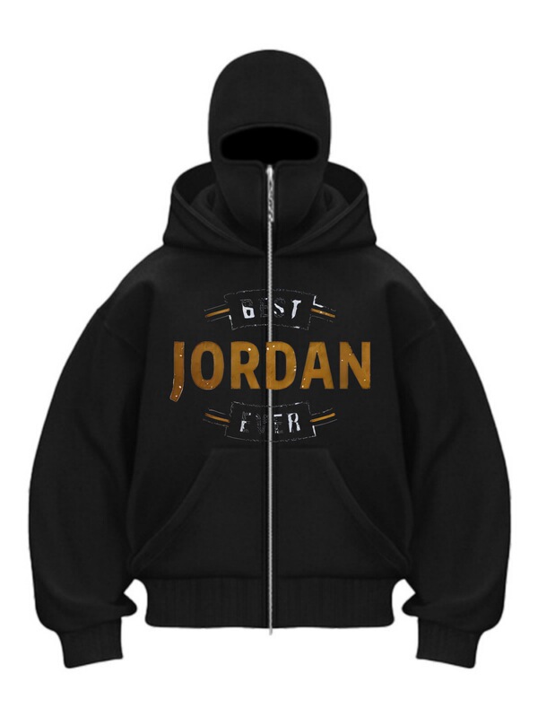 2025 European and American Cross-Border Jordan Letter Print Casual Street Style Fashion Unisex Double-Hooded Mask Zipper Sweatshirt 2025 European and American Cross-Border Jordan Letter Print Casual Street Style Fashion Unisex Double-Hooded Mask Zipper Sweatshirt