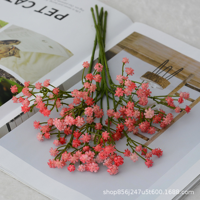 Simulación Gypsophila decoración de bodas estilo ins ramo de ramo de flores de goma suave sensación Gypsophila flor artificial flor falsa al por mayor