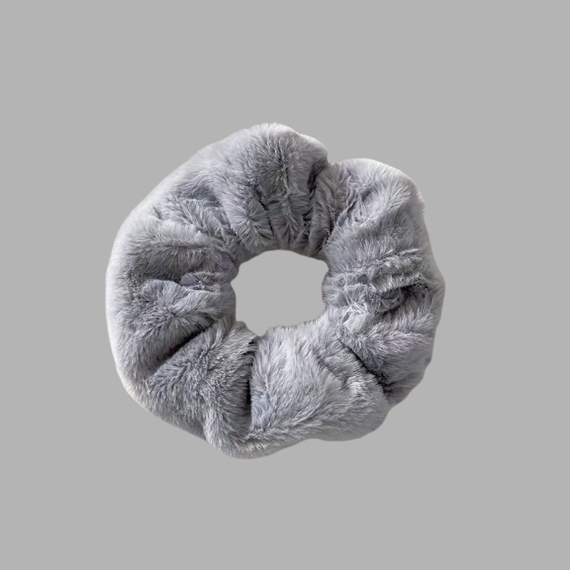 회색 밍크 퍼 곱창 밴드