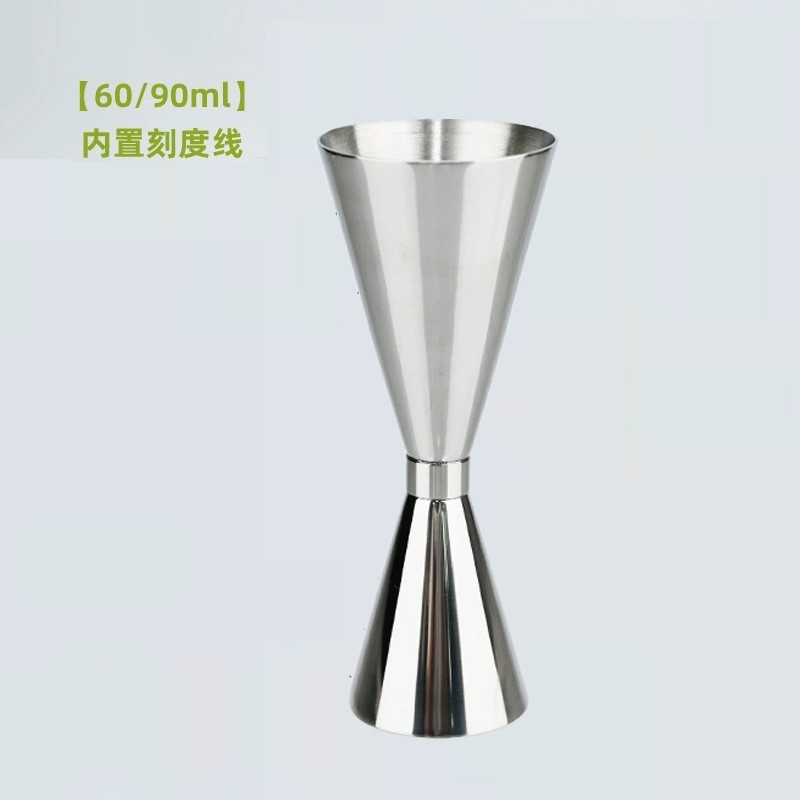Taza medidora de acero inoxidable transfronteriza con escala, medidor de licor de doble cabezal, taza mezcladora de cócteles, taza de onzas, herramientas para mezclar cócteles, hecha a medida.