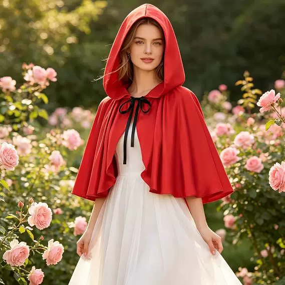 European and American women's short red cape for Halloween and Christmas, new hooded cape cardigan, available for wholesale
