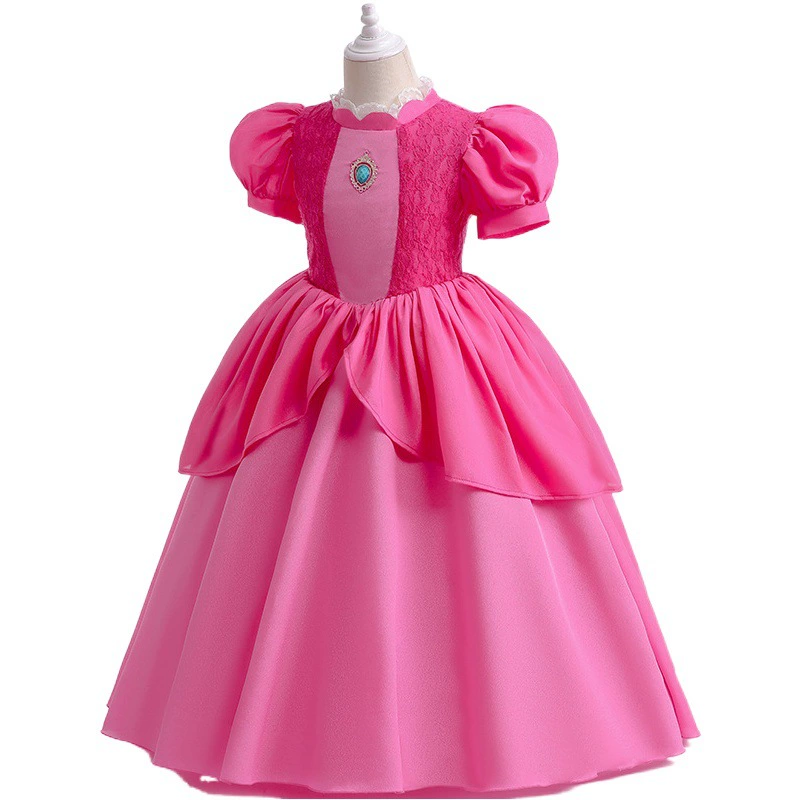 Платье для девочек с трансграничными взрывами, косплей, принцесса Брижит, детское платье с кружевной вышивкой и пышными рукавами